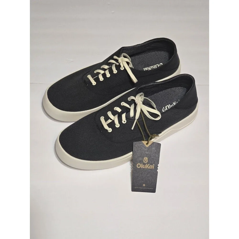 Olukai Tradewind Men's 12 Canvas Shoes Lace Up Boat Beach Sneakers Lava Rock NWT